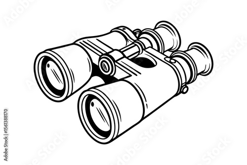 One Line Binoculars Artwork for Exploration Search and Discovery Theme