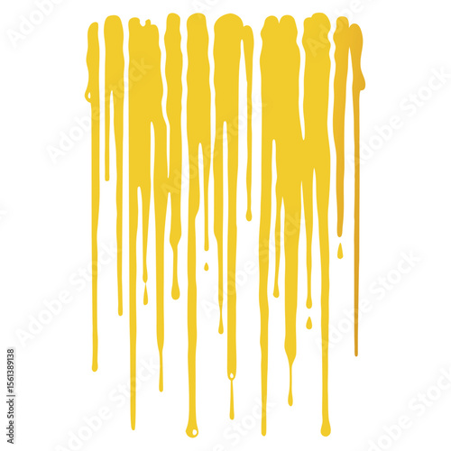 Vertical Yellow Ink Drips – Hand-Drawn Abstract Paint Texture on White Background