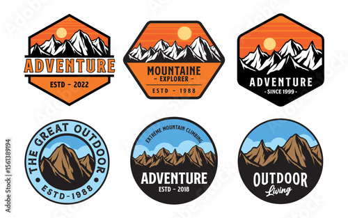 set of vintage labels of mountain vector