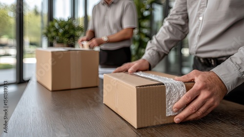 Wallpaper Mural Office workers packing boxes, shipping, modern office Torontodigital.ca