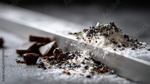 Flour, chocolate, spices, baking, kitchen, dark, background, recipe, ingredients, food photography