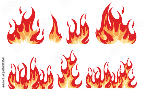set of fire flames