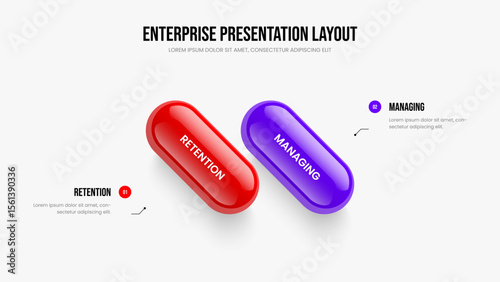 Business Review Two Option Infographic Slideshow Layout. Project Proposal Presentation Design Vector Illustration. Consulting Introduction 2 Step Diagram Frame Template.