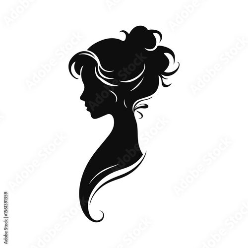 Elegant woman silhouette, female profile vector, beauty salon logo, lady face outline, stylish girl head design	