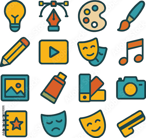 Creative Design and Art Tools Icons Set for Digital and Print Media Projects