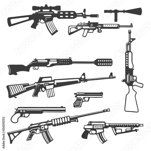set of guns silhouettes