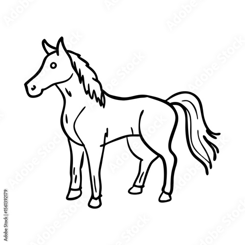 Hand drawn horse outline illustration 