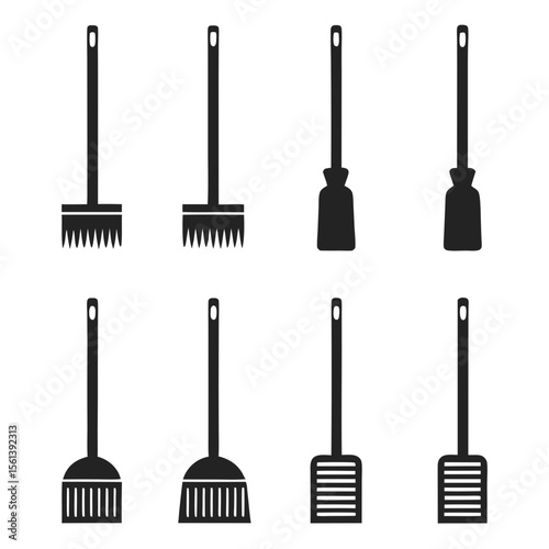 black broom isolated on white