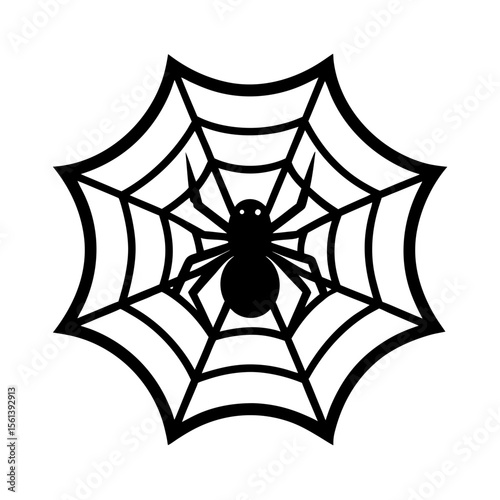 Spider on web vector art illustration