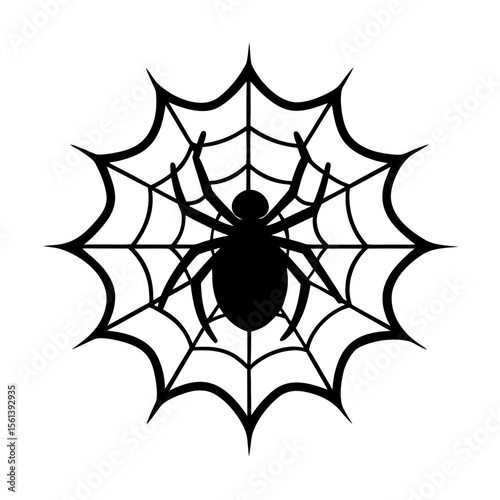 Spider on web vector art illustration