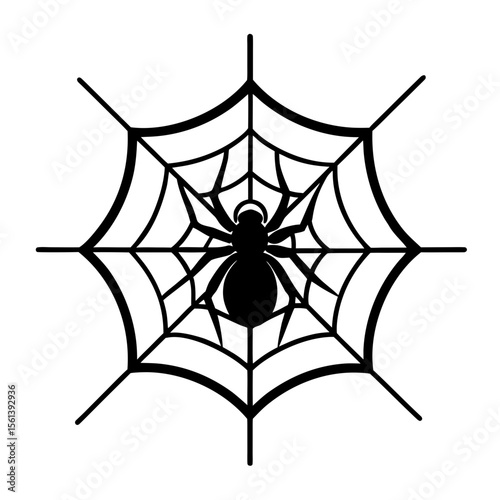 Spider on web vector art illustration