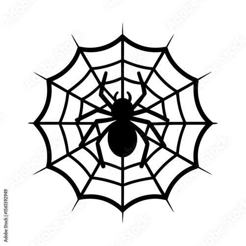 Spider on web vector art illustration