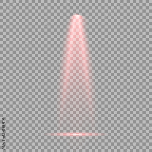 Light from the top clipart. Glowing stage light ray isolated on transparent background. Vector Set of Isolated Spotlight and Studio Lighting for Your Designs in Shades of red.Glowing red stage lights.