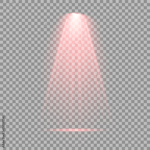 Vector Set of Isolated Spotlight and Studio Lighting for Your Designs in Shades of red.Glowing red stage lights. Glowing stage light ray isolated on transparent background. Light from the top clipart.