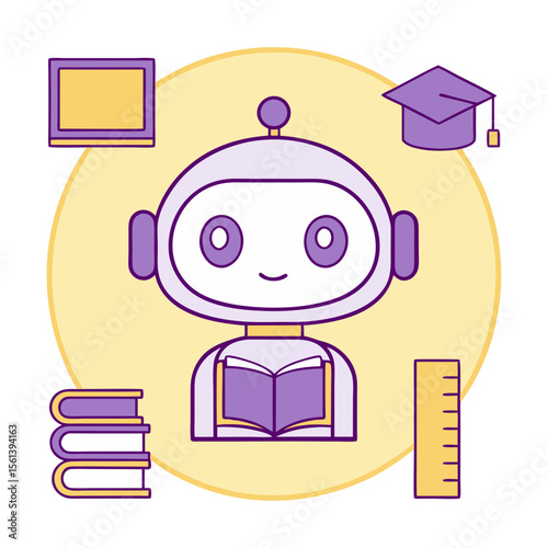 cartoon of a robot reading a book