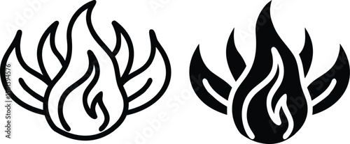 Decorative Fire Icon – Stylized Flame Symbol for Heat, Burn, Energy, and Warning Design