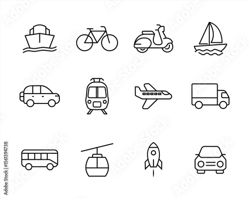 transportation thin line icon. Editable stroke. vector illustration