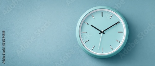 Wallpaper Mural Teal Round Clock on Textured Light Blue Wall Torontodigital.ca