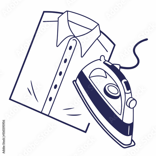 Ironed Shirt Icon Vector – Generative AI & Linocut Silhouette Style