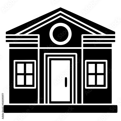 Laundromat Building Icon Vector – Generative AI and Linocut Silhouette Design