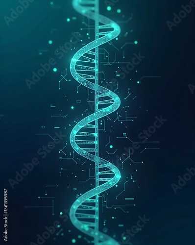 dna strand on black circuit background