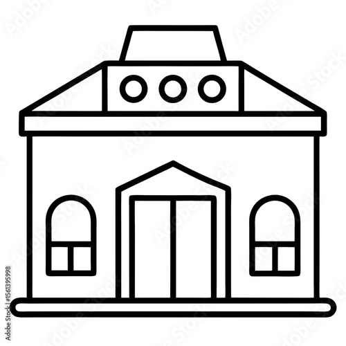 Laundromat Building Icon Vector – Generative AI and Linocut Silhouette Design