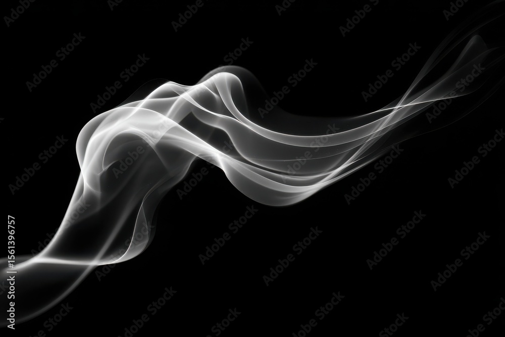 Fototapeta premium Abstract smoke swirl background on black backdrop.