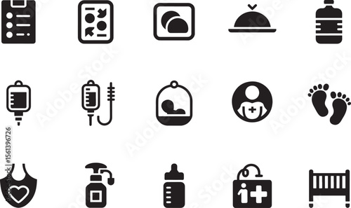 Essential Newborn Baby Care Icons Feeding, Health, and Comfort
