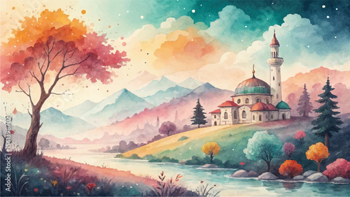 Morning view of the Church of the Holy Spirit in a historic landscape