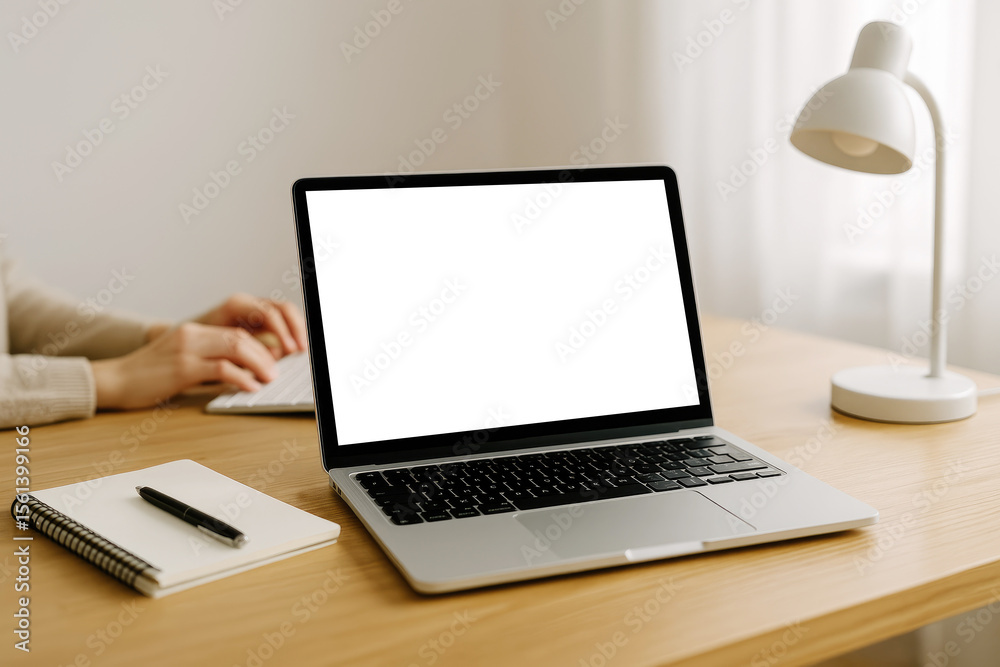 Person typing on keyboard near laptop and desk lamp notebook Person typing on keyboard near laptop and desk lamp notebook