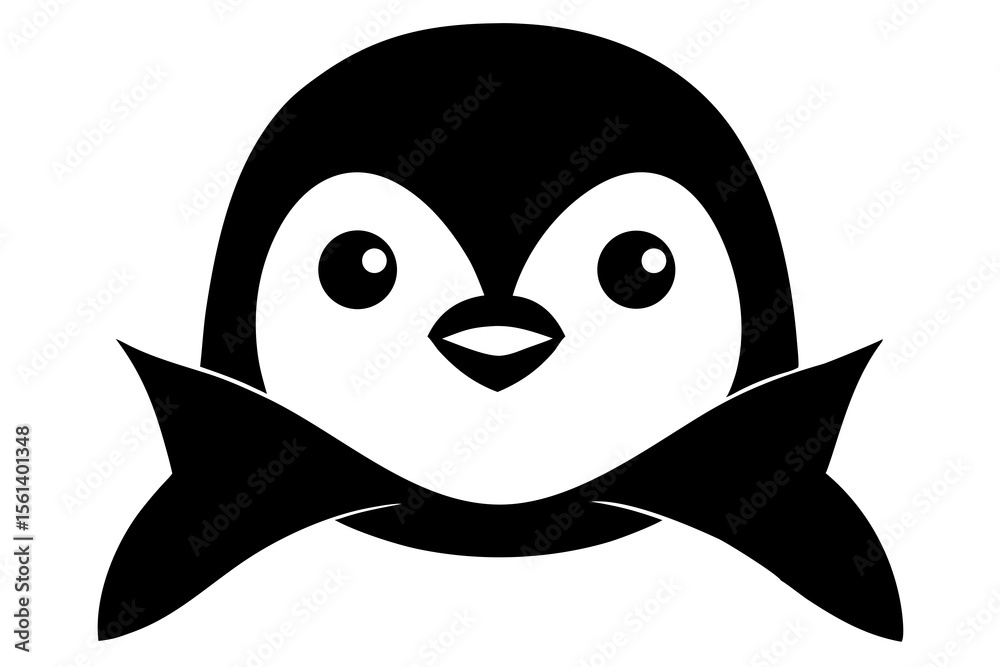 Fototapeta premium vector illustration of cartoon penguin head with ribbon