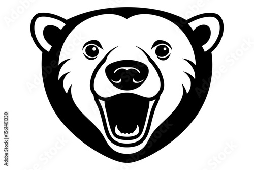 vector illustration of cartoon bear  head