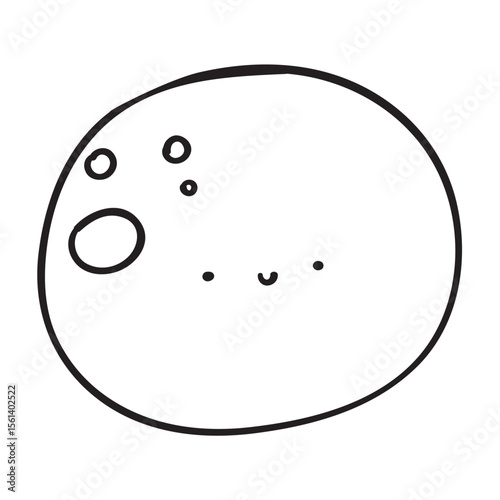 Cute moon. Outline design. Vector illustration on white background.