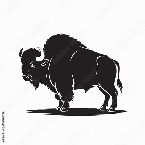 Bold black and white silhouette of a majestic bison ready for design and logo applications