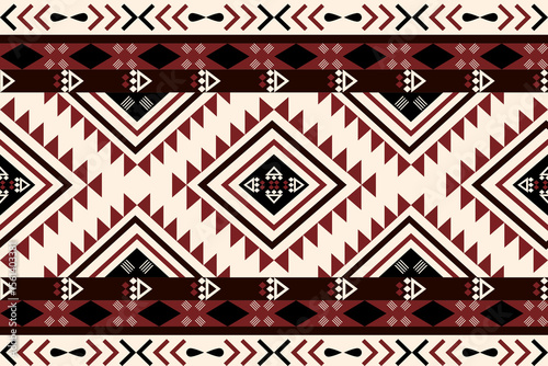 Wallpaper Mural Navajo-inspired southwest seamless pattern with Native American and Aztec ethnic diamond motifs in burgundy and cream tones, perfect for textiles, rustic decor, or tribal fashion themes. Torontodigital.ca