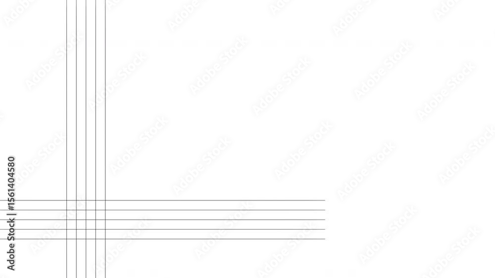 Vertical, horizontal margin lines slide over clean simple white screen