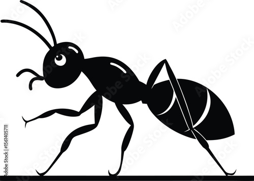 Ant Marching In A Straight Line Black Linear Sil