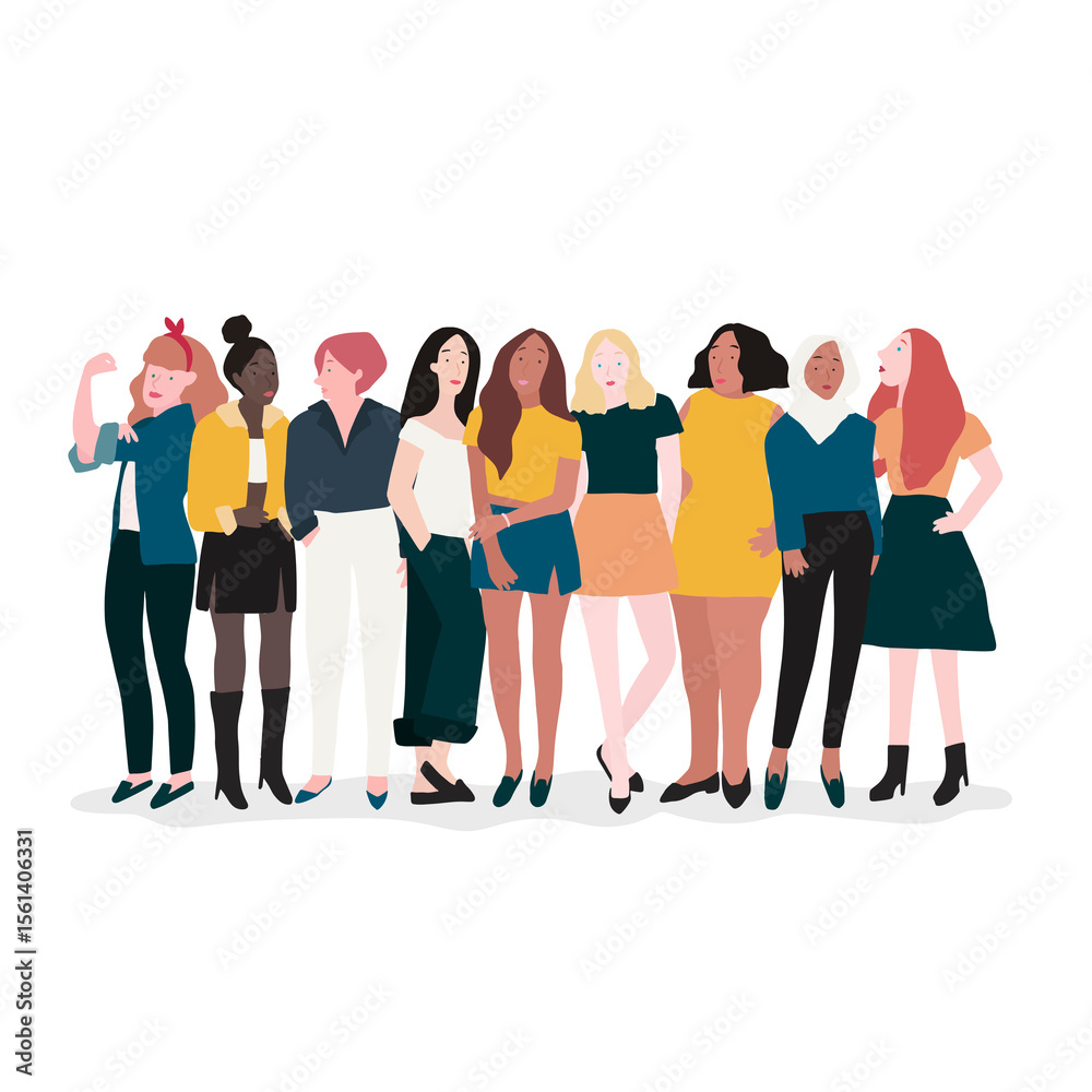 Fototapeta premium Group of diverse women illustration