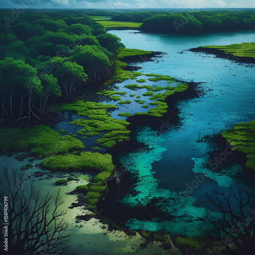 aerial view of tropical island