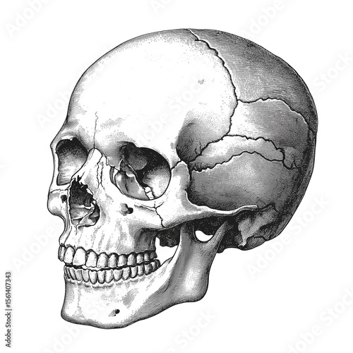 Gothic Skull Sketch - Historical Anatomy Artwork
