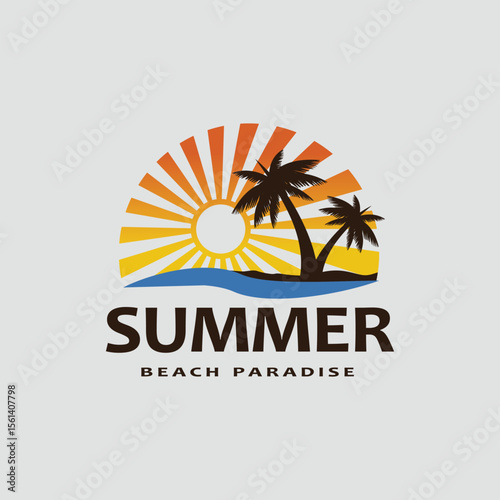 summer beach vector illustration logo design  icon template