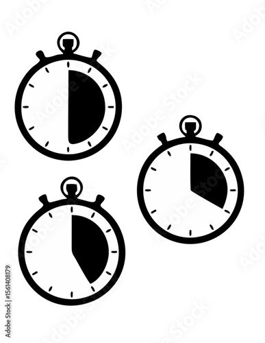 clock icon icon set vector, Timer, clock, stopwatch isolated set icons. Countdown timer symbol. Label cooking time. Minute timer, Time measure, Chronometer, Alarm, Kitchen timer,