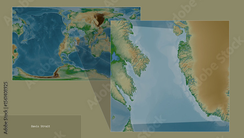 Davis Strait. Location. Physical map photo