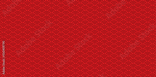 Traditional Japanese wave pattern seamless vector, oriental background texture