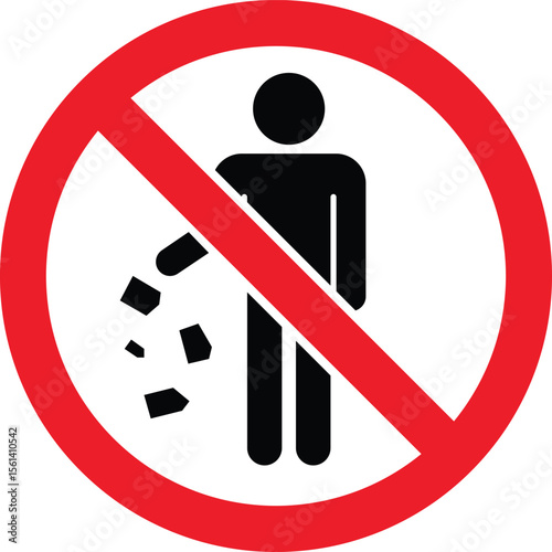 No littering . No littering allowed sign. Red prohibition symbol indicating littering is not allowed. flat design in trendy style.
