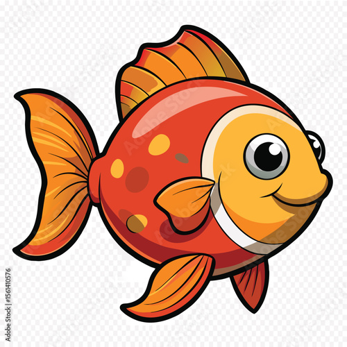 Cartoonish Goldfish With Chubby Cheeks Black Li
