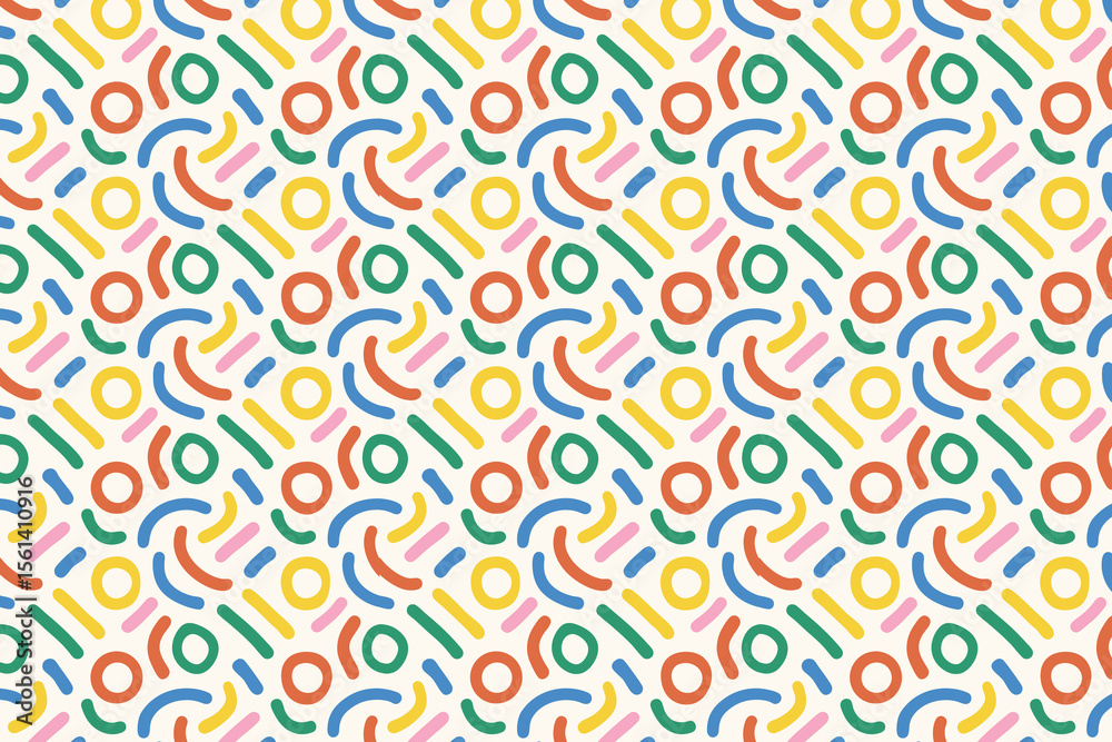 Fototapeta premium Colorful wave seamless pattern. Playful abstract doodle background for kids fabric, nursery wallpaper, or fun textile print.