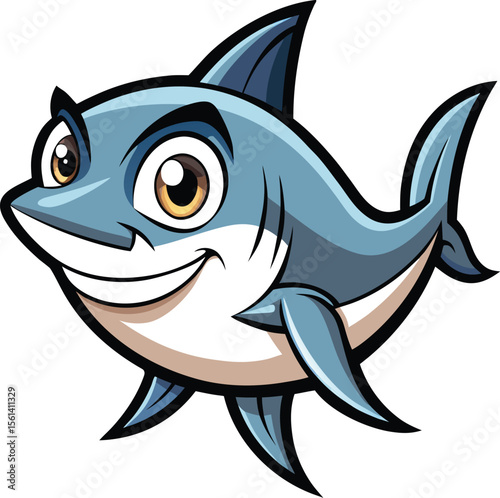 Cartoon Tuna With Expressive Fins And Sharp Eyes