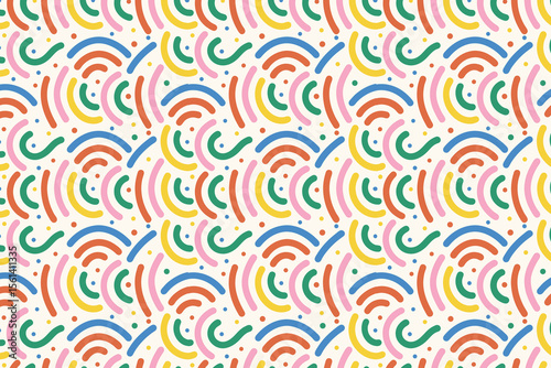 Colorful wave seamless pattern. Playful abstract doodle background for kids fabric, nursery wallpaper, or fun textile print.