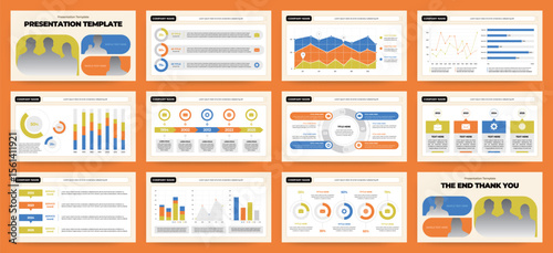 Modern presentation slide templates. Infographic elements template set for web, print, annual report brochure, business flyer leaflet marketing and advertising template. Vector Illustration.